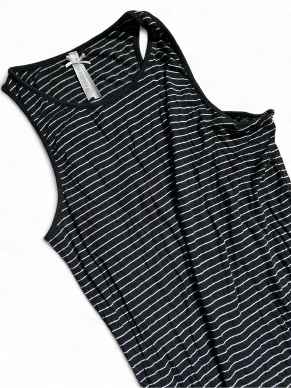 Black with White Pinstripe Size Medium Bodycon Maxi Dress